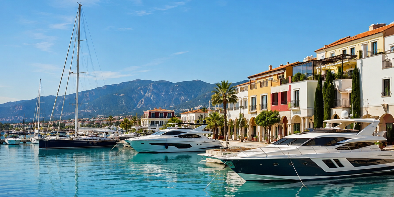 Luxury yacht in a marina